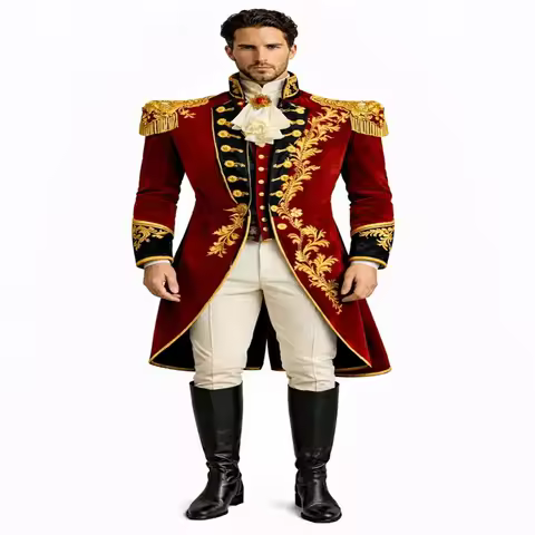 George Washington Revolutionary Men's Costume Vintage Military Aristocrat Royal Prince Knight Ball G