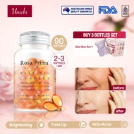 【Official】Unichi Rose Essential Oil Complex Capsule (90 Capsules) Brighten Skin，Tone Up，Anti-Acne，Le