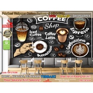 Wallpaper Custom 3D Tema Coffee / Coffeeshop/ Resto | Wallpaper Dinding | Wallpaper Ruang Tamu | Wallstiker