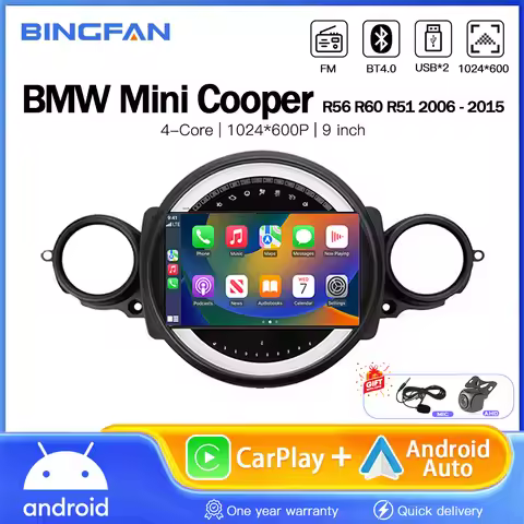 Car Radio Android Auto for BMW Mini Cooper R56 R60 R51 2006 - 2015 GPS Carplay Navigation Stereo DSP
