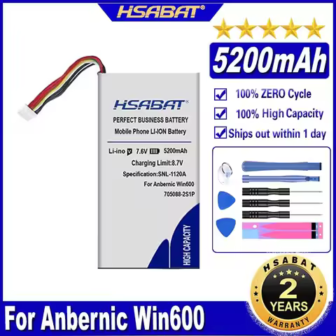 5200mAh HSABAT 705088-2S1P Laptop Battery for Anbernic Win600 3020E 3050E 5.94inch Handheld Game Poc