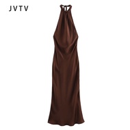 10320  JVTV Fashion Backless Silk Satin Texture Dress