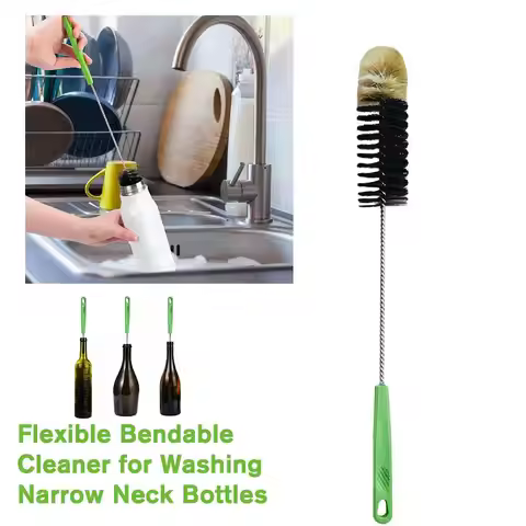 40cm Long Handle Water Bottle Brush Flexible Bendable Cleaner for Washing Narrow Neck Bottle Wine De