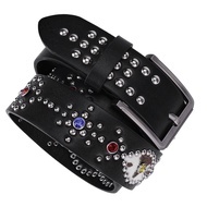 Anyan Belt Retro Rivet Belt High-End Men's Belt Inlaid Rhinestone Fashion Punk y2k Belt Men