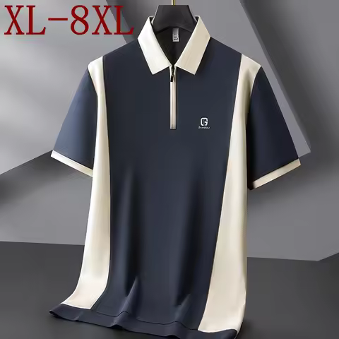 8XL 7XL 6XL 2025 New Summer High End Luxury Cotton Polo Shirt Men Tops Tees Fashion Patchwork Mens S