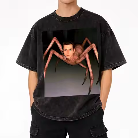 Tom Hollands spider Apparel Washed T Shirts for Men Women Streetwear Hip Hop T-Shirts Graphic Printe