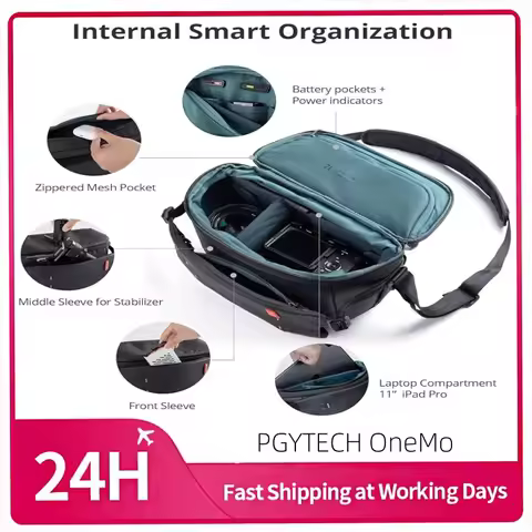 PGYTECH OneMo Sling Camera Bag 7L-9L,Black Crossbody Camera Shoulder Bag