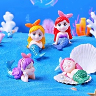 4Pcs/set Cartoon Mermaid Miniatures Mini Figures Fairy Garden Fish Tank Aquarium Decoration Moss Terrarium Micro Landscape