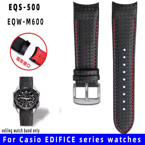 22mm Cowhide Wristband for Casio EDIFICE series EQS-500/EQW-M600/EQW-M1000L/EQW-M710L ERA-200 men's 