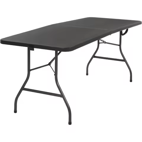 COSCO 6-Foot Black Molded Folding Banquet Table with Handle