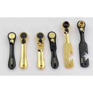 ASA 72-Tooth Mini Two-Way 2-Point Ratchet Screwdriver Handle, Shaking Head Black Chrome 2-Point Bit 