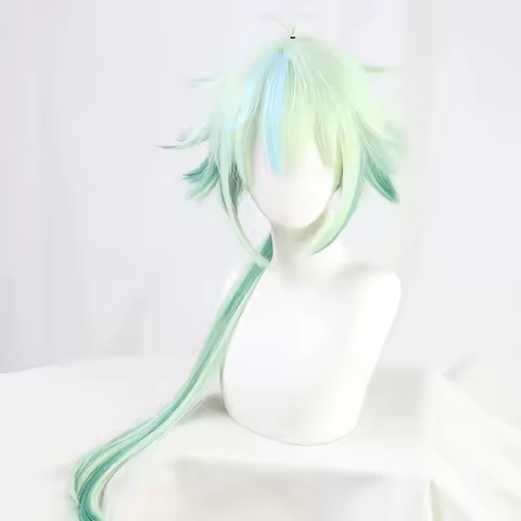 Anime Genshin Impact Sucrose Cosplay Wig Long Straight Mixed Green Light Mint Heat Resistant Synthet