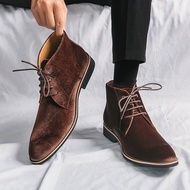 Chunky Oxfords Men, High Top Oxford Shoes for Men, Dress Boots Casual Ankle Chukka Motorcycle Boot Platform Leather Lace Up Oxfords Comfort Lug Sole Business Dress Office Shoes
