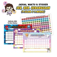 Jadual Waktu Kelas Boleh Diguna Semula, Saiz A4 Glossy Laminate Waterproof Sticker Subjek& Timetable