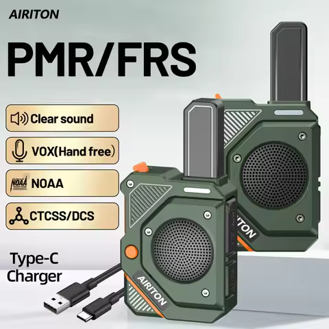 AIRITON Mini Walkie Talkie 2Pack AI-168 PMR FRS Rechargable Long Range Two Way Radio Type-C Charger 