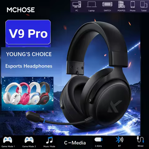 Original MCHOSE V9 PRO Music Esports Gaming Headphones 3-mode Wireless Noise Reduction Mic Customize