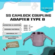 STAINLESS STEEL CAMLOCK COUPLING TYPE D FROM 2 INCH TO 4 INCH