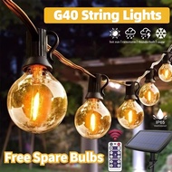Solar String Lights Outdoor Waterproof G40 Bulbs Patio Lights Garden Christmas Light