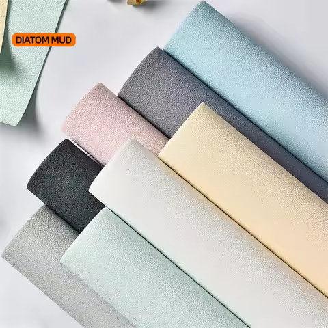Self Adhesive 3D Panel Linen Wallpaper Foam Soundproof Waterproof 3D Diatom mud Wall Sticker modern 