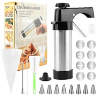 Churro Maker Machine - Stainless Steel Churro Maker Professional Churrera with 8 Stainless Steel Dec