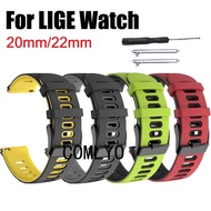 22mm 20mm For LIGE Watch Strap Silicone Women Men Band Soft Sports Bracelet Replacement