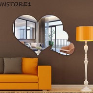 INSTORE1 Acrylic Wall Stickers, 3D Heart Shaped Heart Shaped Mirror Stickers, Portable Self-adhesive Waterproof Mirror Surface Design Heart Art Mural Decorative Stickers