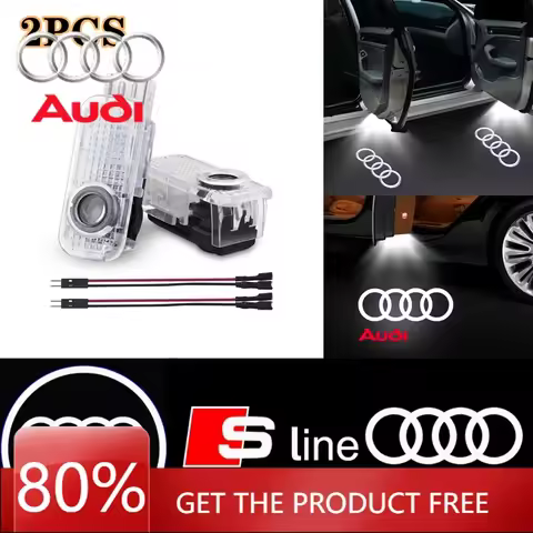 2026 Hot Interior Stickers 2PCS Led Car Door logo Welcome Light For Audi S3 S6 Sline A4 B5 B6 B7 B8 