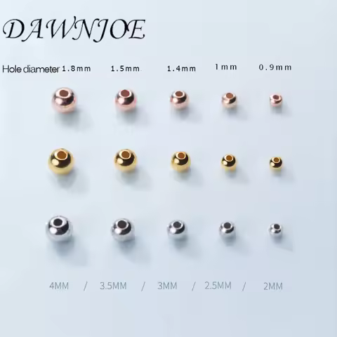 20pcs S925 Sterling Silver Spacer Beads Plating 18 k Gold 2/2.5/3/3.5/4/5mm Round DIY Making Bracele