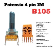 4 pin potentiometer 1M Stereo Thread 4 Straight Leg Orange Square B105