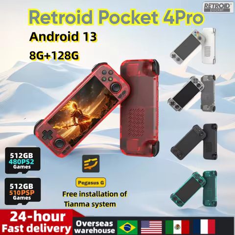Retroid Pocket 4 Pro Retro Handheld Game Console 4.7 Inch Screen Video Game 8G+128G RP4 PRO WiFi6.0 