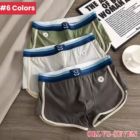 1/3 PCS Mens Boxers 100% Cotton Trendy Underpants 7A Antibacterial Big U Mesh Breathable Crotch High
