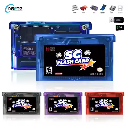 DGETG SCFW V2.0 GBA Flash Cart 5000+ Retro Games RTC 1M Flash NES Compatible with GBC GB NES DS Incl