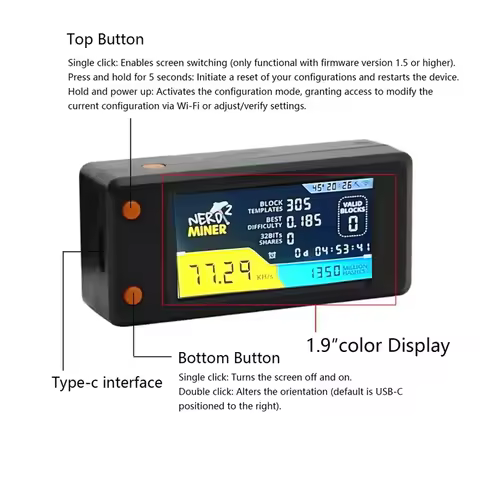 Latest Nerdminer V2 78KH/S BTC Solo Lottery Miner With LCD Display Bitcoin BTC Crypto Miner ASIC Min