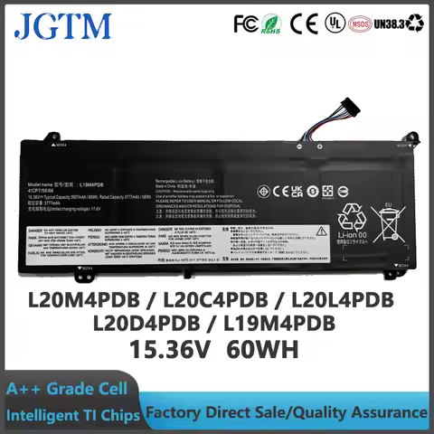L20M4PDB L20C4PDB L20L4PDB L20D4PDB L19M4PDB Laptop Battery 15.36V 60Wh Compatible with Lenovo Think