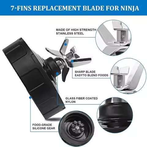 SS101 Replacement Blade for Ninja Blender Accessories, 7-Fins Blender Blade Compatible with Nutri Ni