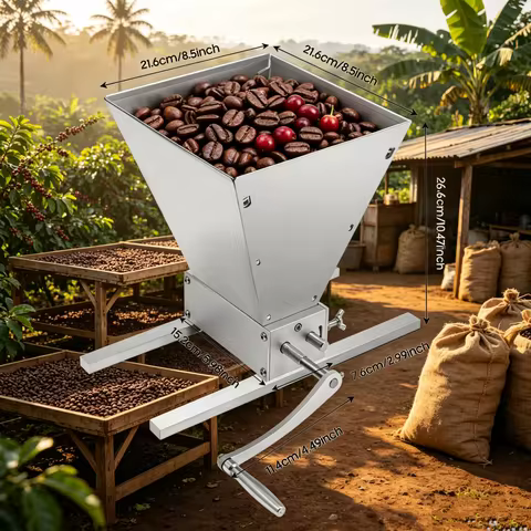 Manual Barley Grinder & Coffee Bean Mill โ 4L Large Hopper, Adjustable Stainless Steel Rollers for H