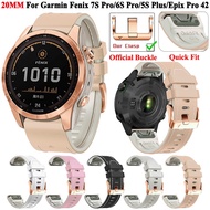 Suitable for Garmin Garmin Fenix8S 7S 6S Pro 5S Leather Rose Gold Steel Buckle Silicone Strap