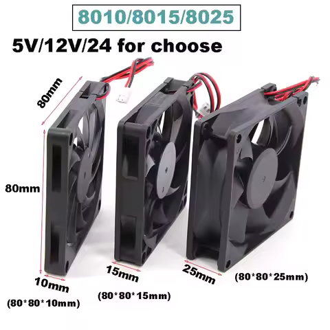 8cm 8010 8015 8025 DC 5V 12v 24V xh 2.54 2pin Brushless Cooling Fan 80mmx25mm Heatsink Radiator 80*8
