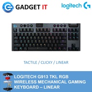 LOGITECH G913 TKL TENKEYLESS LIGHTSPEED WIRELESS RGB MECHANICAL GAMING KEYBOARD ( 920-009540 / 920-0