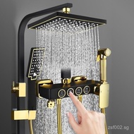 sg[3509People Collection]All Copper Black Gold Shower Faucet Set Bathing Artifact Shower Head Bathro