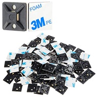 XHF 100 PCS 3/4" Black Self Adhesive Cable Zip Tie Mounts Wire Cable Clips Holders Management Anchor