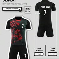 2pcs Boy's Personalized Soccer Jersey - Customizable Name And Number Print Stripe Decor Short Sleeve