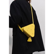 Niche Original Fashionable Design Style Cute Mini Hole Cheese Triangle Lipstick Earphone Handphone Messenger Bag