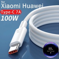 100W 7A USB C ชนิด C สายชาร์จเร็วสำหรับ Huawei Mate 40 30 Xiaomi โทรศัพท์มือถือสายรับส่งข้อมูล Type-C สายชาร์จ USB