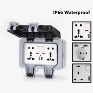 International Universal Ip66 Usb Wall Outdoor Waterproof Switch Socket,uk Eu De Korea Rain Proof Cha