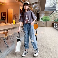 ! GIRLS' SUITS, JEANS, BUNNY GANK GREY T-SHIRT, IMPORTED GIRLS' SUITS