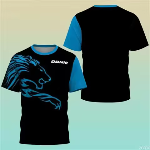 DONIC Brand Lion Pattern Short-sleeve T-shirt Casual Sports Style Breathable Comfortable for Daily T
