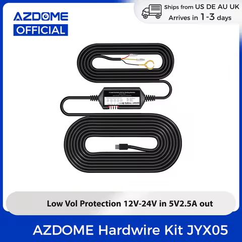 【US Warehouses】AZDOME JYX05 Hardwire Kit Type C for Dash Cam M550 Pro/M660/M300S/PG17 Max 12V-24V to