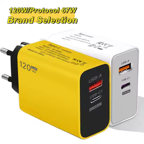 Total 120W Gan USB Charger Fast Charging Quick Charge PD 67W Mobile Phone Type C Adapter For iPhone