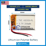 3.7V 200mAh 402030 Lithium Polymer Battery MP3 MP4 GPS Bluetooth Quran Pen Reader Microphone [Bateri